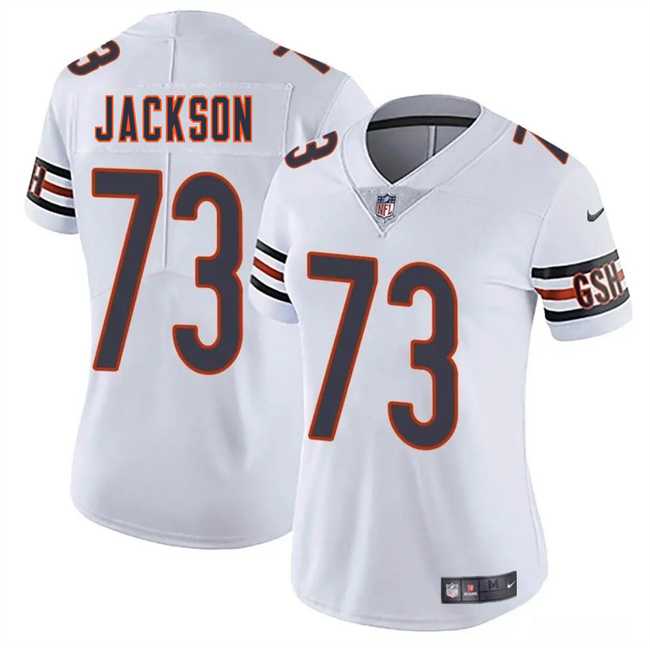 Women%27s Chicago Bears #73 Jonah Jackson White 2025 Vapor Stitched Jersey Dzhi->chicago bears->NFL Jersey
